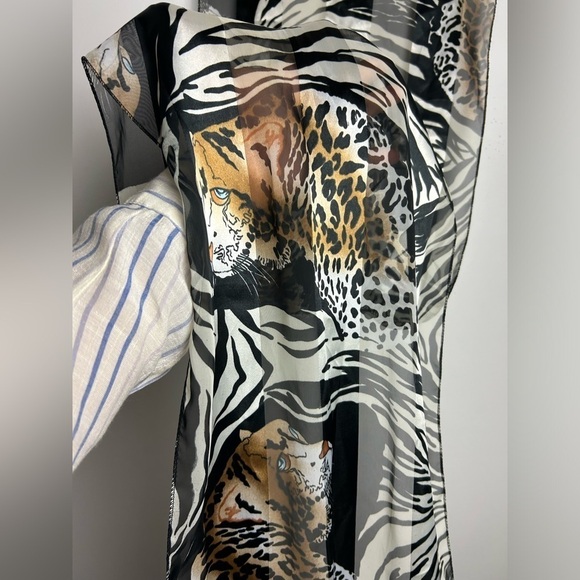 Vintage Y2K 90s Boho Leopard Print Graphic Silk blend Satin unbranded Scarf - Picture 5 of 13